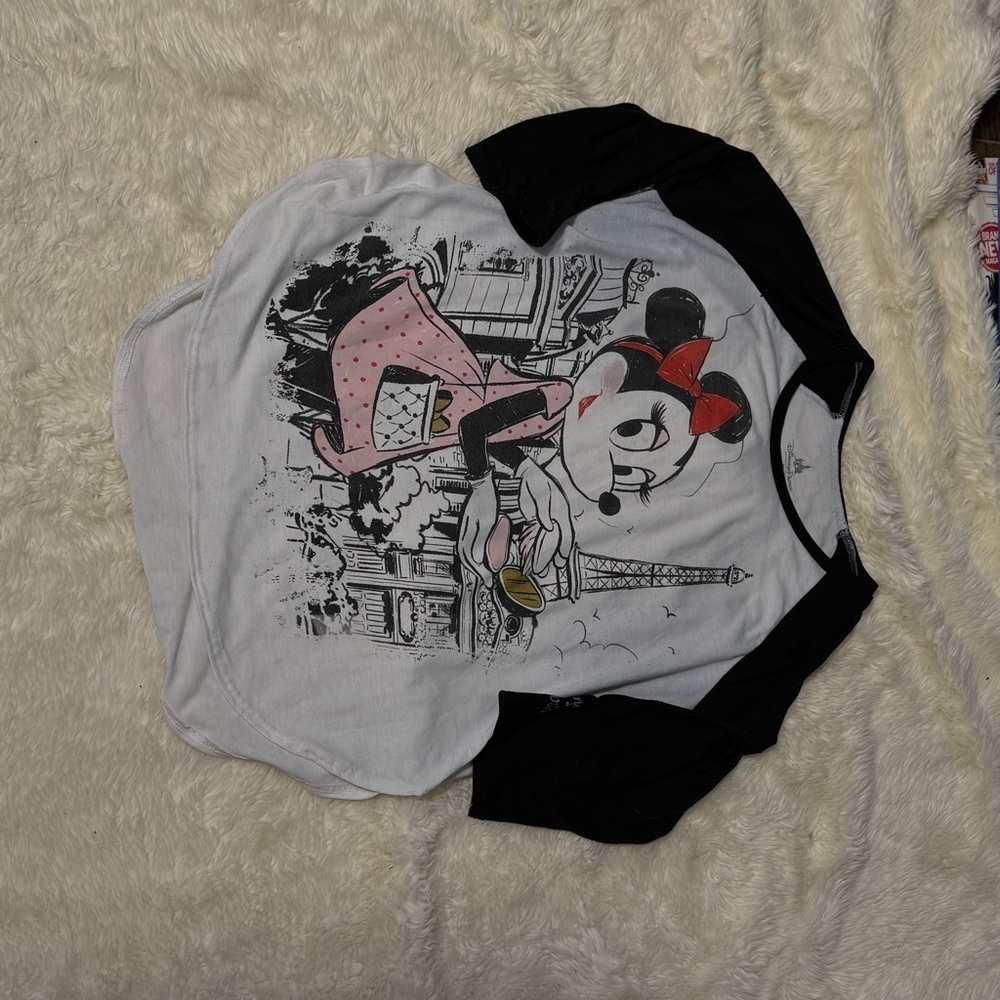Disney Minnie in Paris 3/4 Sleeve Baseball Tee XL - Picture 8 of 9